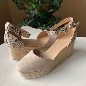 New Nine West Ariel Snakeskin Espadrille Platform Wedge Sandals Size 9M